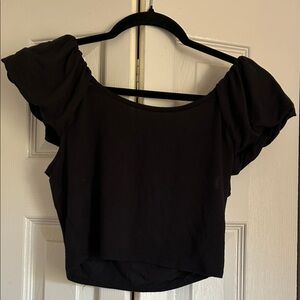 Volcom Black Puff Sleeve Crop Top